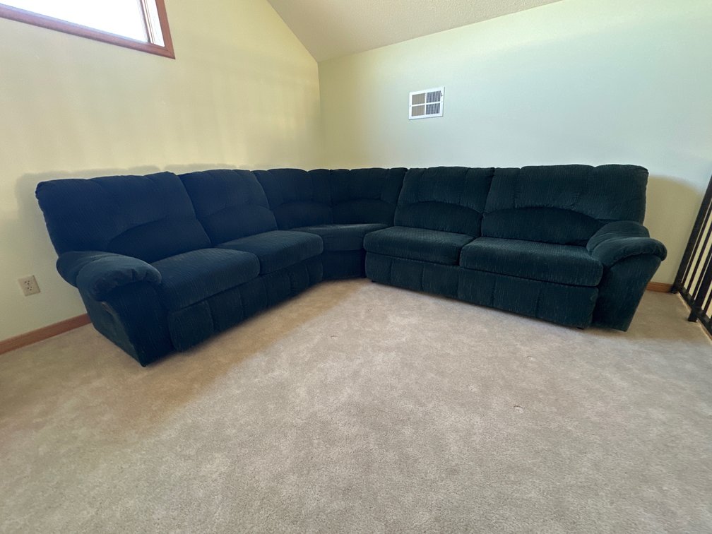 Corner Sectional Couch, - Dark Forest Green, Hide-a-bed