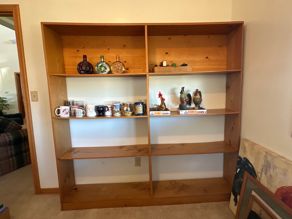 Double book shelf, all one piece, total of 8 shelves.