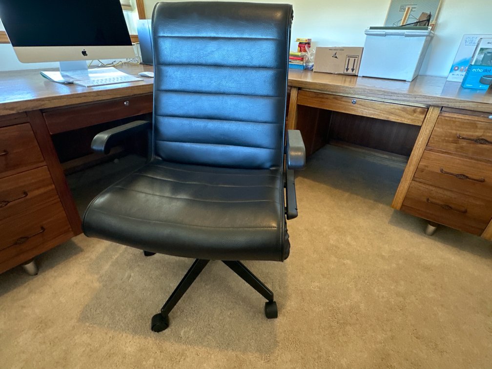 Office chair - black vinyl/leather type material