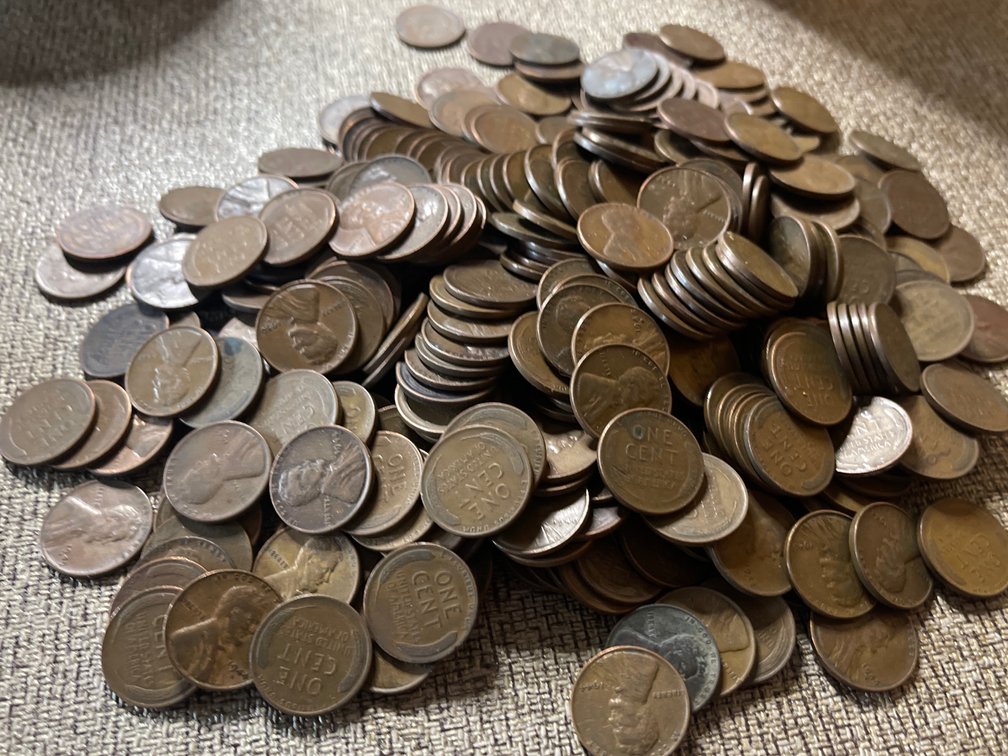 Wheat and Other Pennies in Folgers Coffee Can