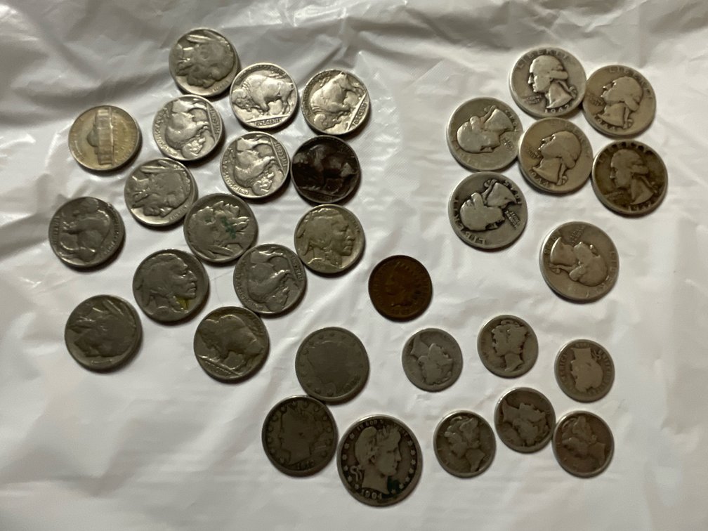 Buffalo Nickels, 1940s quarters, other US type coins.