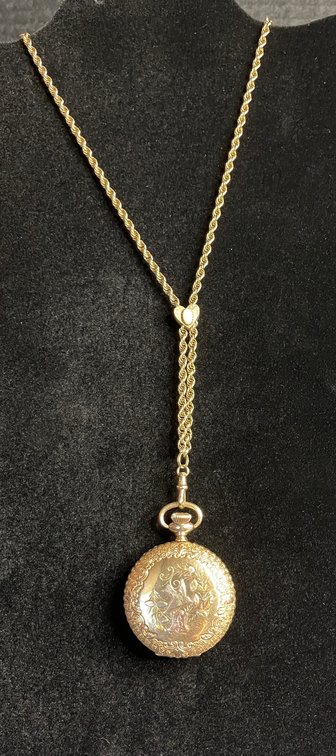 Elgin Pocket Watch  on 18" 14K Gold Chain