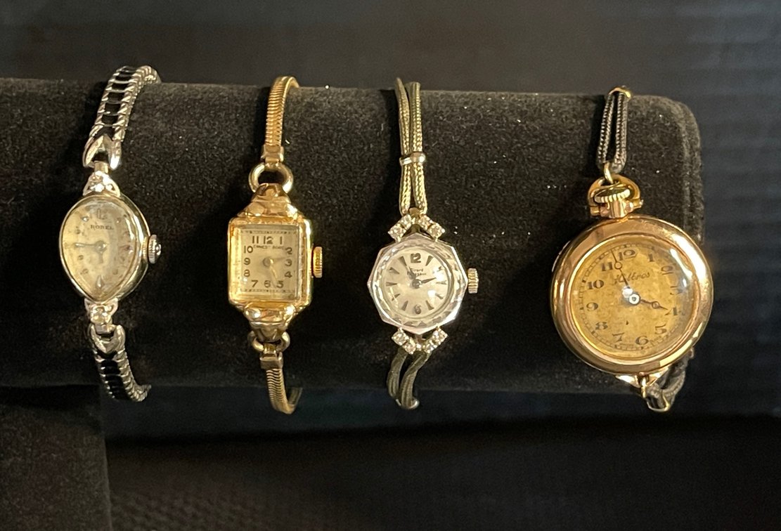 Four (4) Watches - Gold filled, and some with diamonds