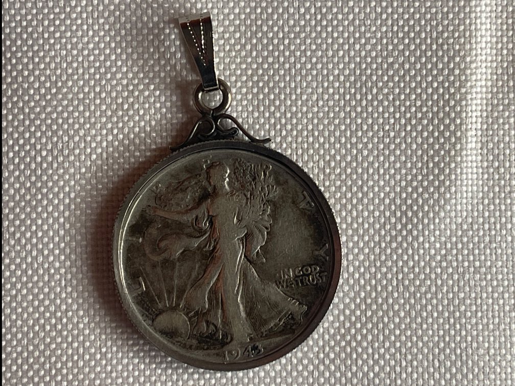 1943 Walking Liberty Half Dollar Necklace Medallion 