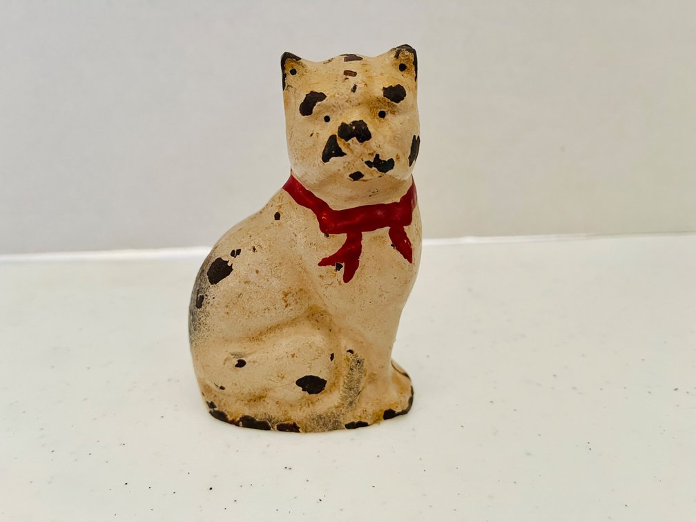 Cast Iron Bank John Wright Cat with Red Bow
