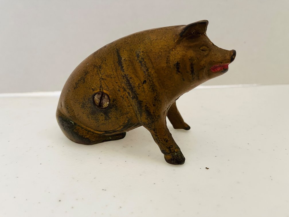 Cast Iron Bank Bronze Tones Pig Lot 2 of 2