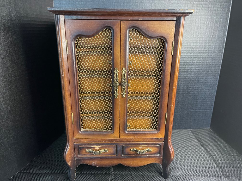 Standing Jewelry Box with drawers.  Also a music box.  (No Contents)