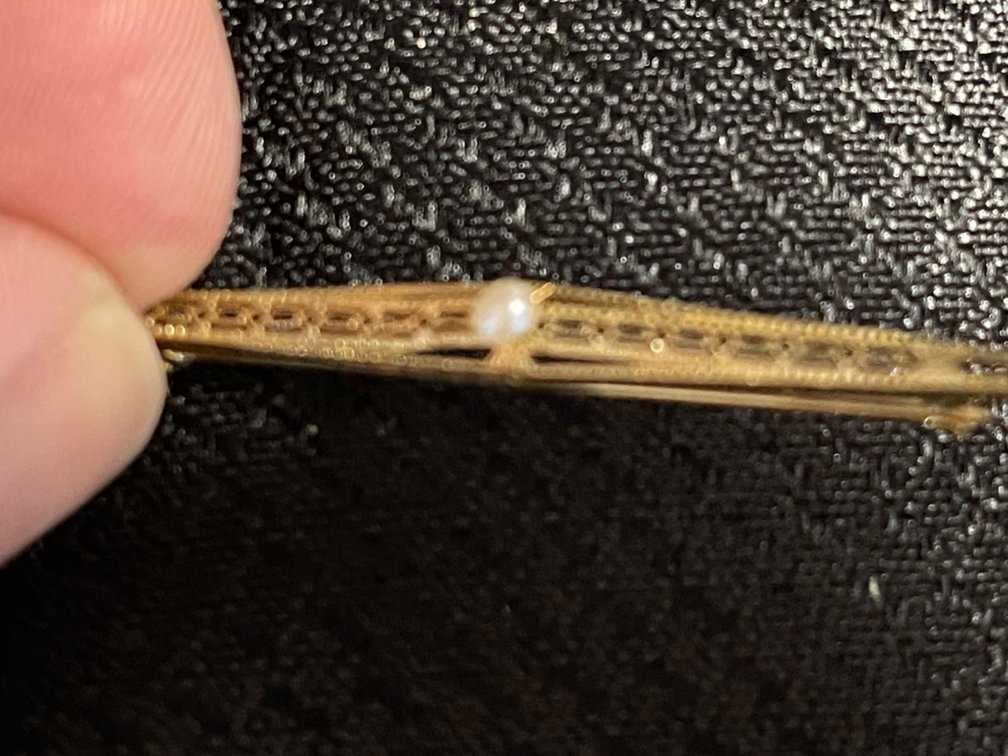 2 1/4" Gold Ladies Pin with Pearl