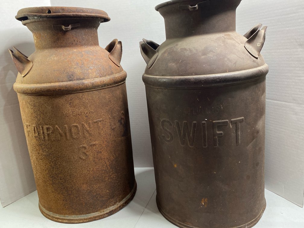 Pair Of Vintage Milk Cans