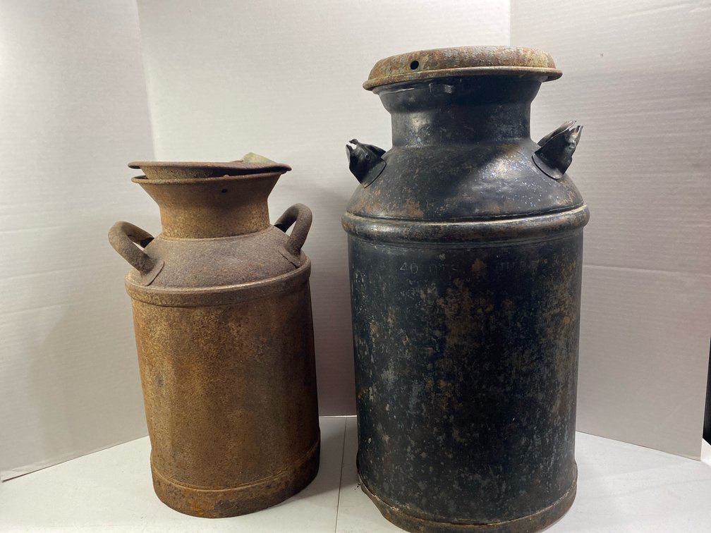 Pair Of Vintage Milk Cans