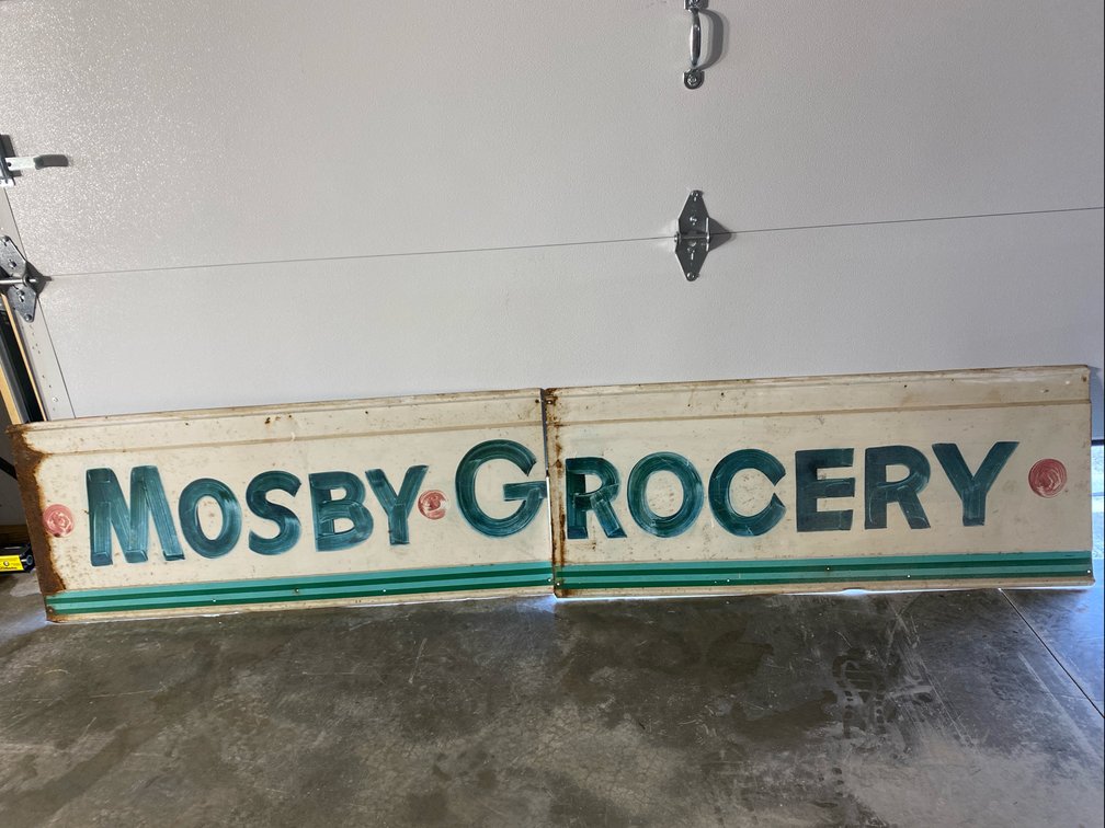Vintage Metal Mosby Grocery Sign