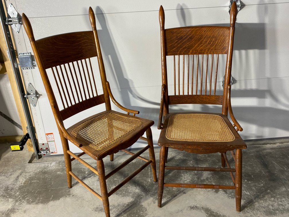 Pair of Rabbit Ear Cane bottom chairs