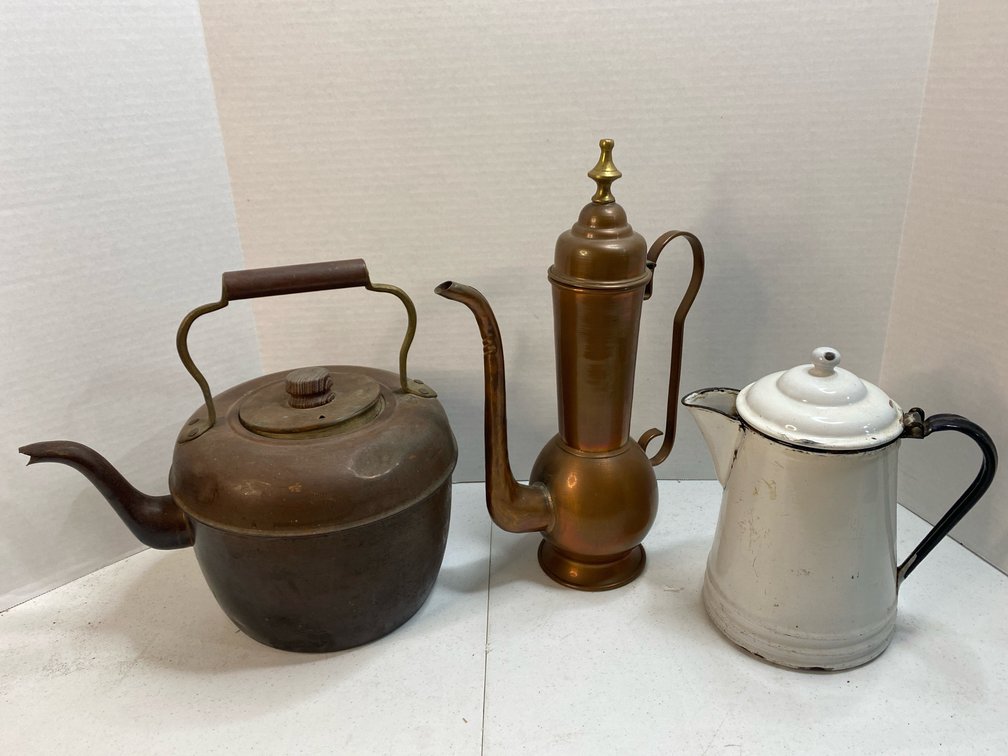 Copper and Enamel Pots