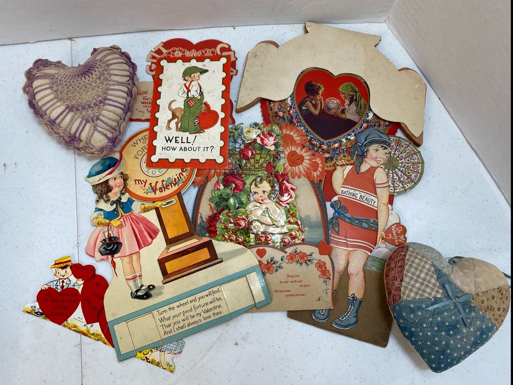 Box of Vintage Valentine Deco 