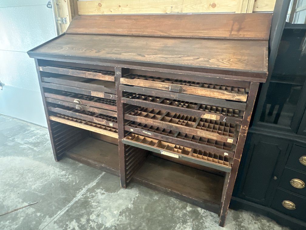 Vintage Wooden Printer's Cabinet 