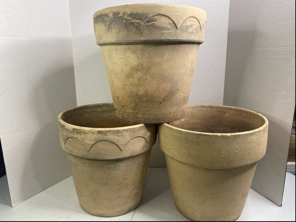3 Pottery Planters 