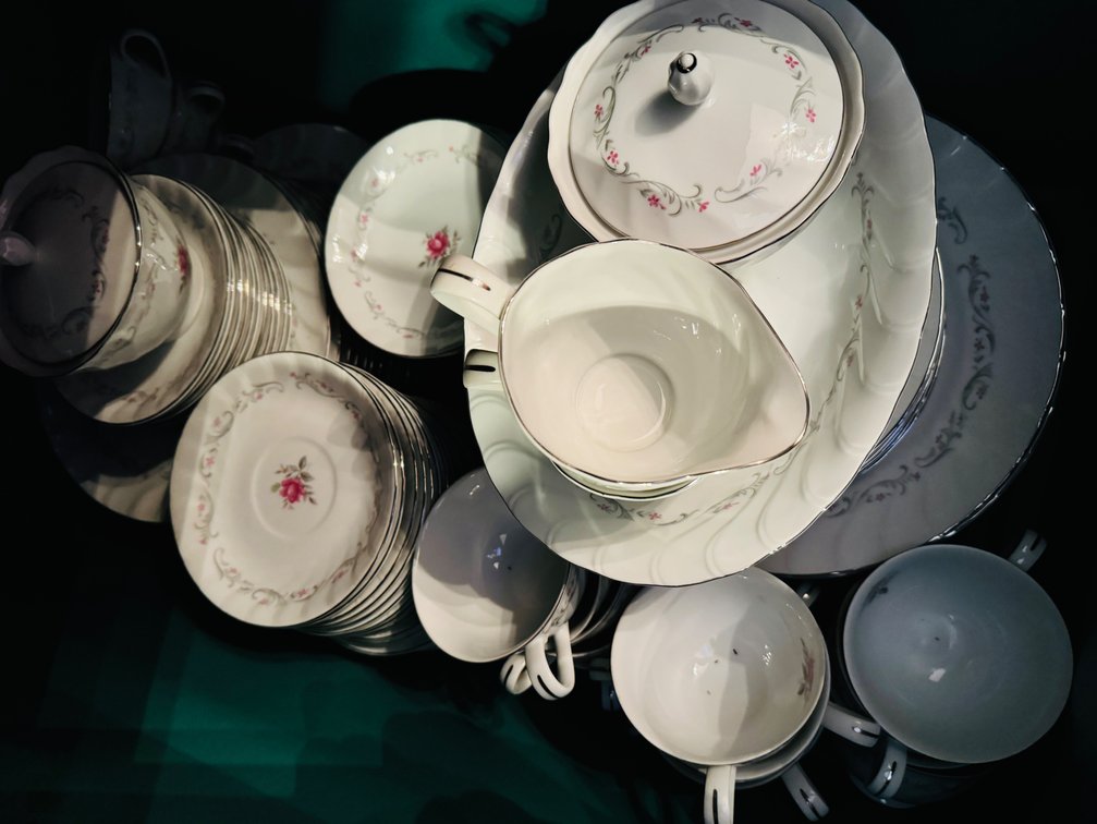 Set of Pink Floral Patterned China