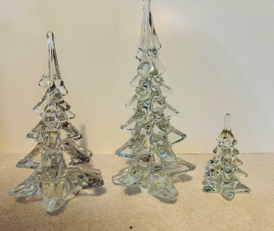 3 Glass Christmas Trees and Glass Kaleidoscope