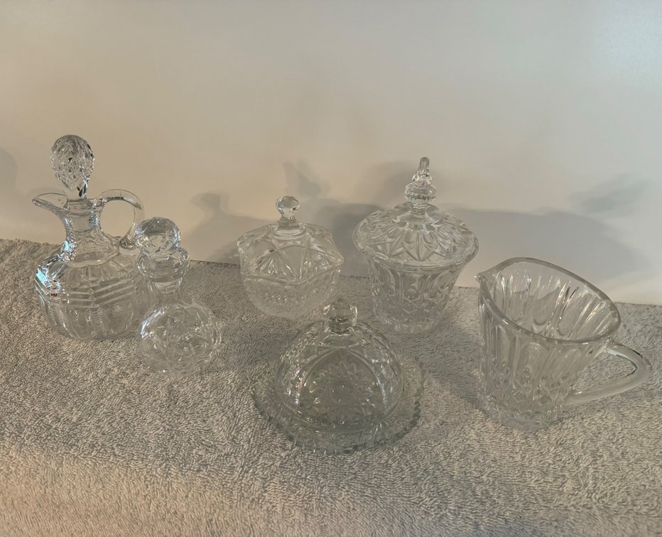 Clear Glass Pieces, Six (6)