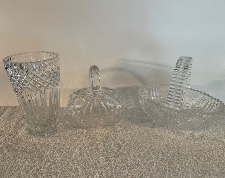 Clear Glass Pieces, Three (3)