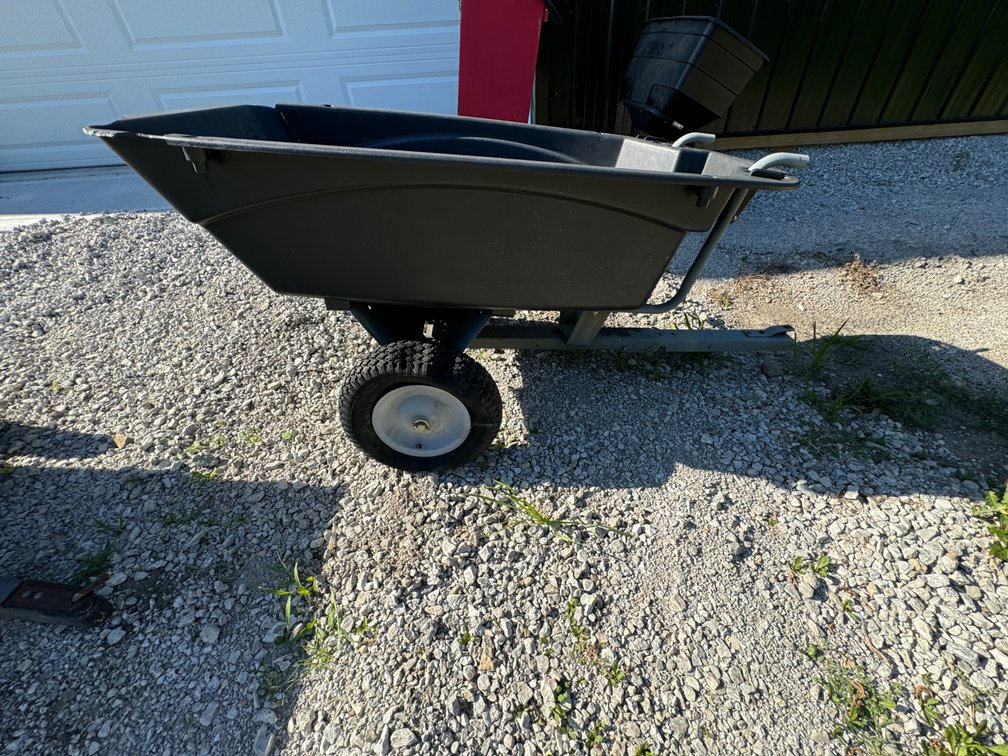 Rubbermaid Lawn Cart - pull behind. Plastic composite 1 of 2.