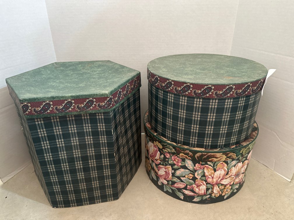Three Hat Boxes W Ladies Hats