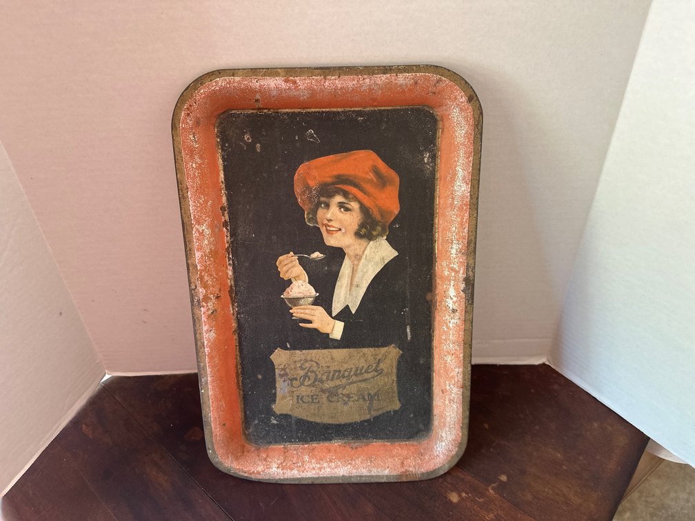 Antique Banquet Ice Cream Tray
