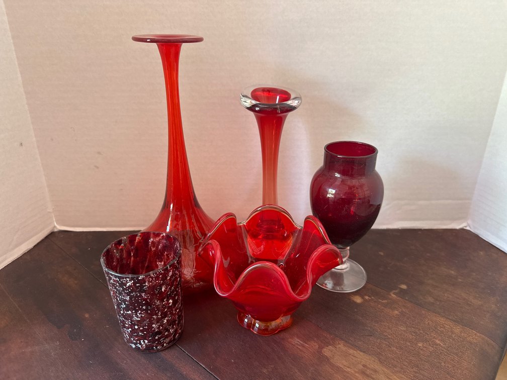 Red Glass vases and more