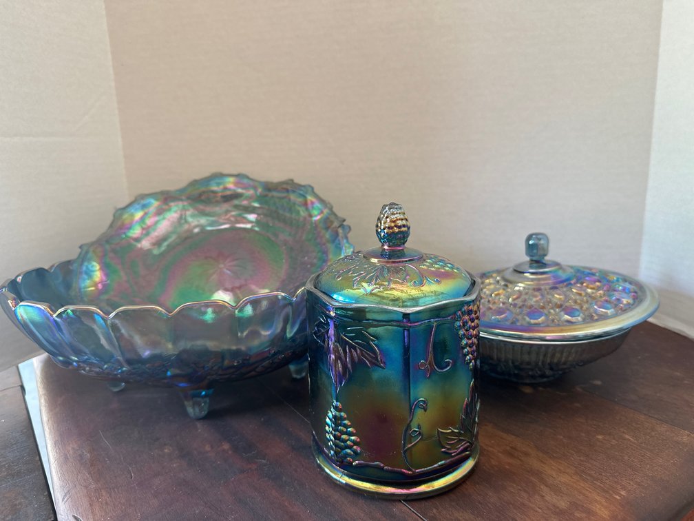 Blue Carnival Glass