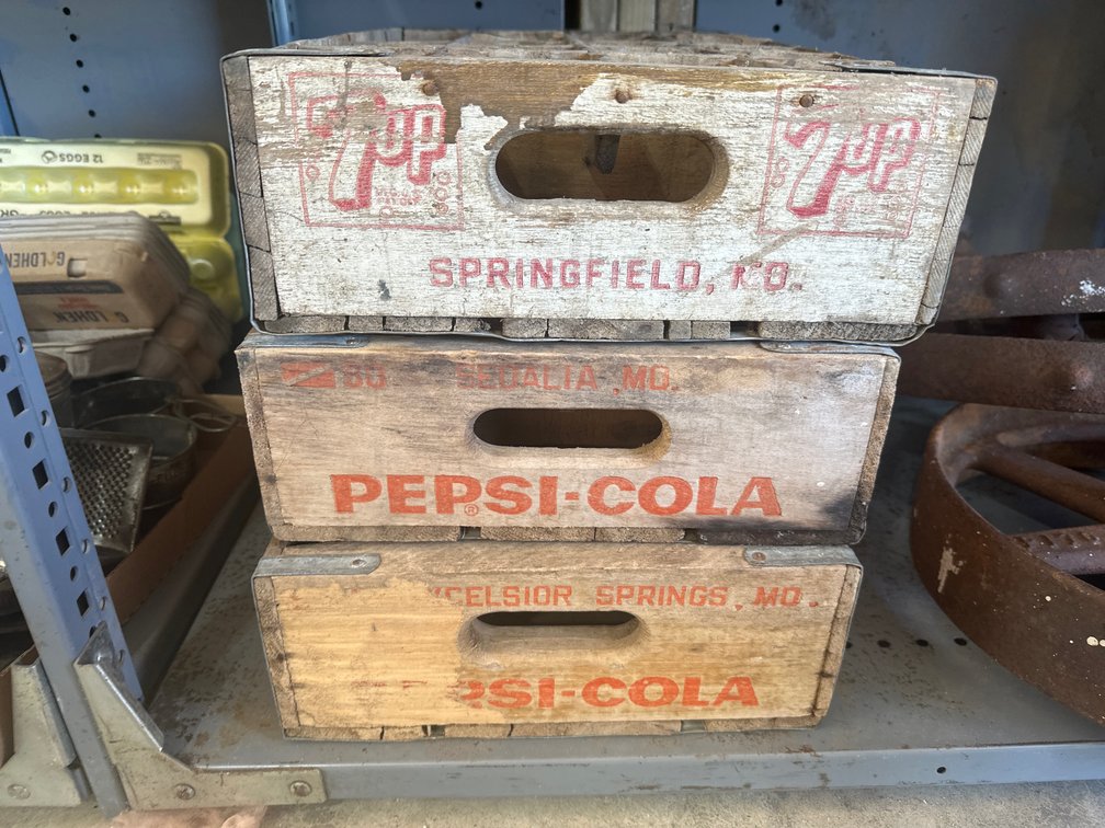 Three Wooden Soda Crates (Missouri advertising)