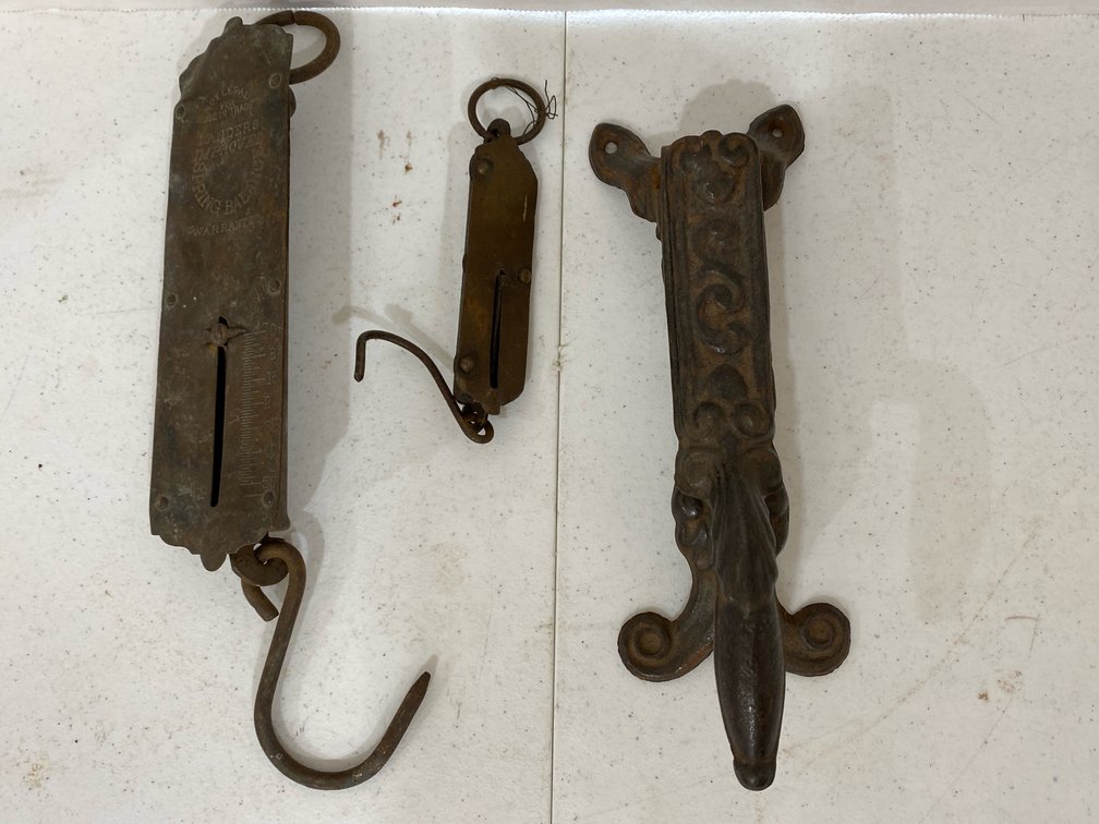 Brass Scales and Antique Cast Iron Cork Press