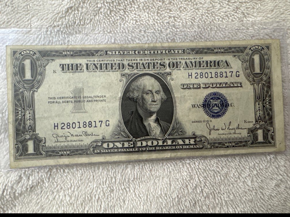 1935D $1 US silver certificate