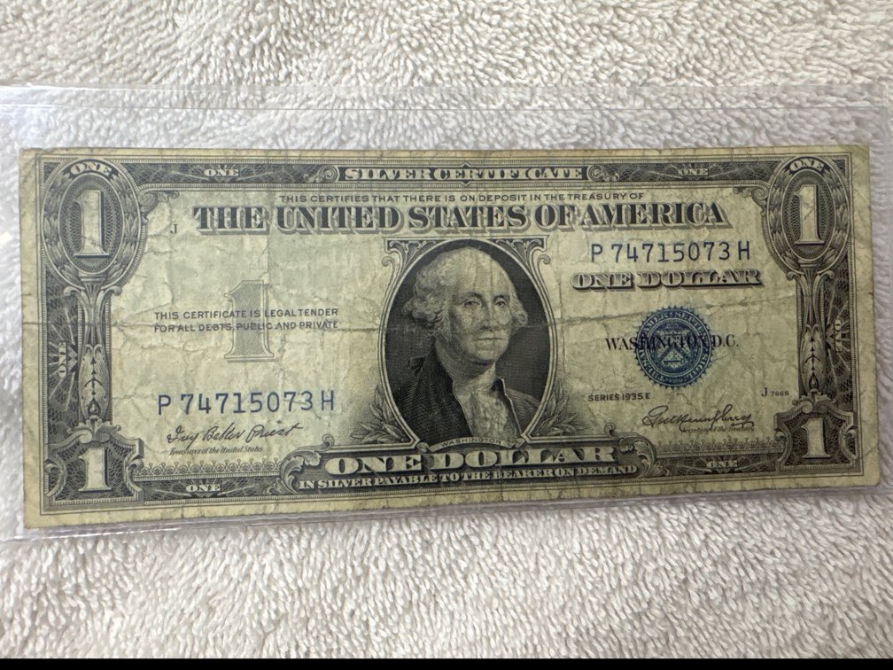 1935E $1 US silver certificate