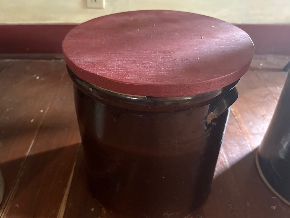 Number 4- 12 Inch Crock with Red Wooden Lid