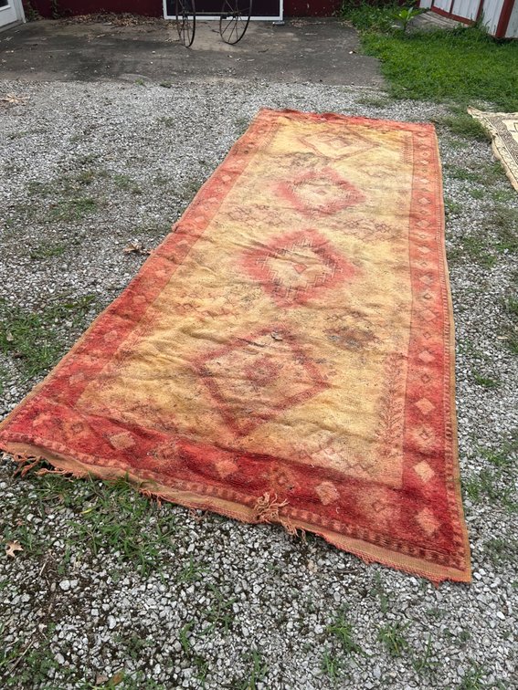 Oversized Orange and Yellow Vintage Rug