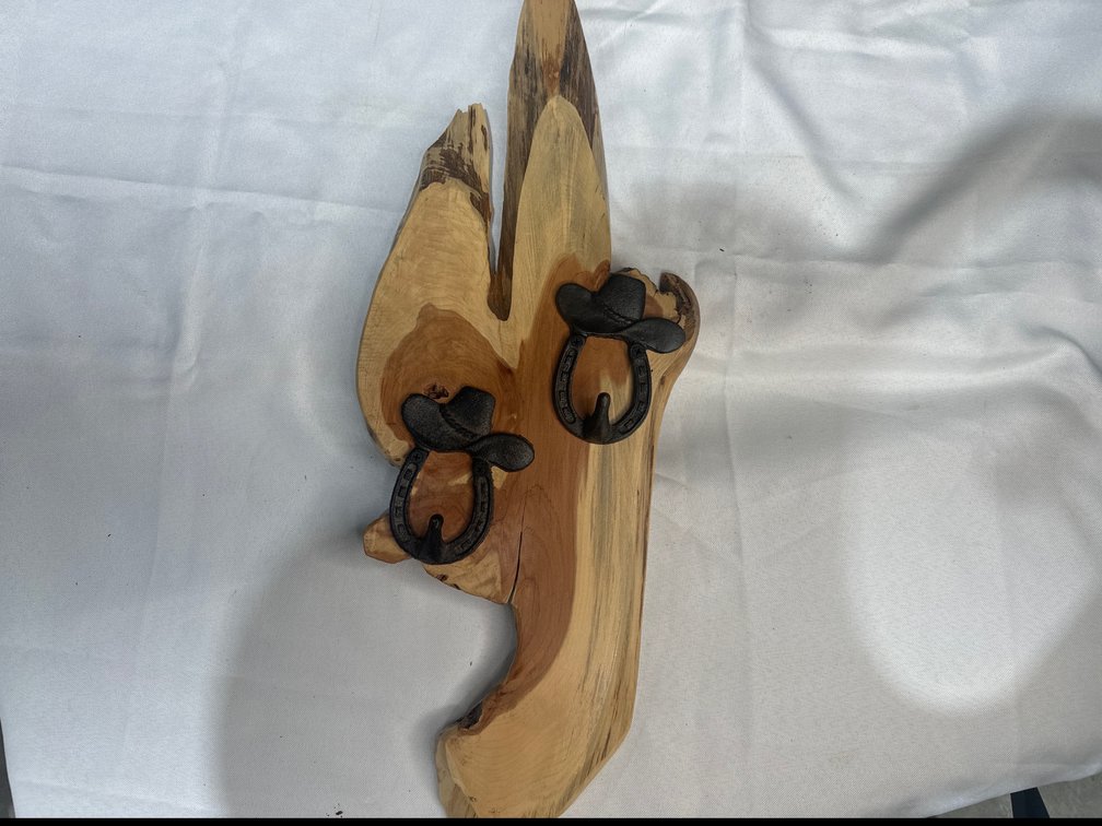 Handmade Wood Items Lot 7 of 19, wrought iron and wood