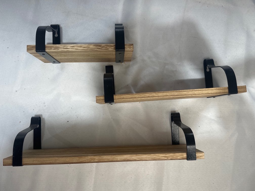 Handmade Wood Items Lot 13 of 19, wood and metal shelves