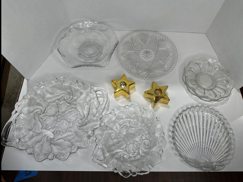 Vintage Indiana Glass and star candle holders