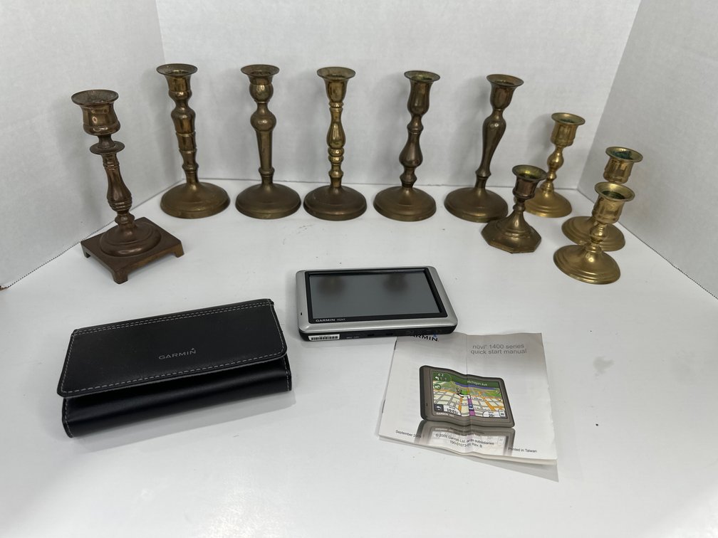 Brass Candle Holders & Garmin Nuvi