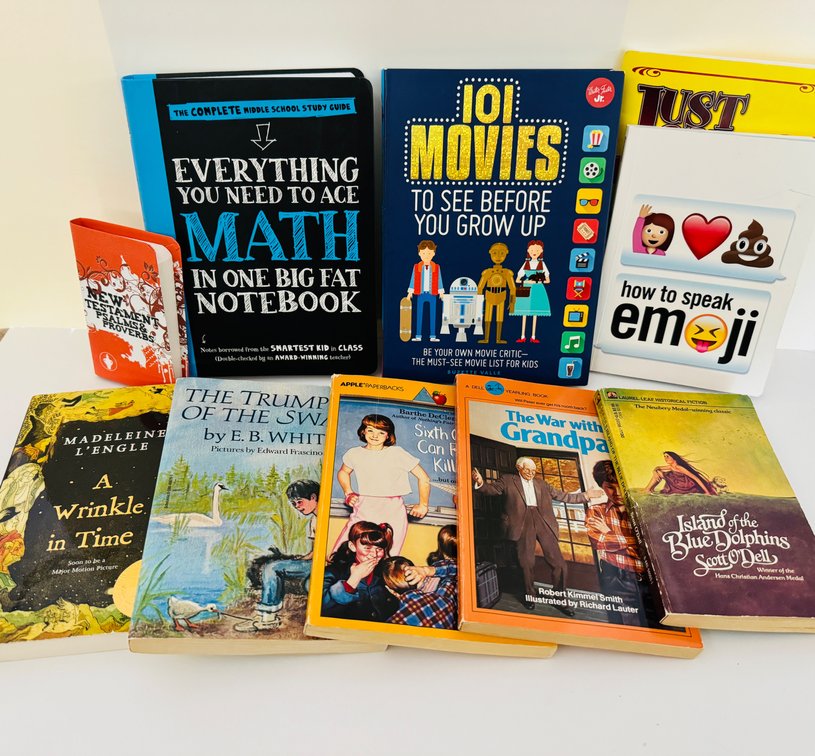 10 Books, Middle School Math Notebook and classics