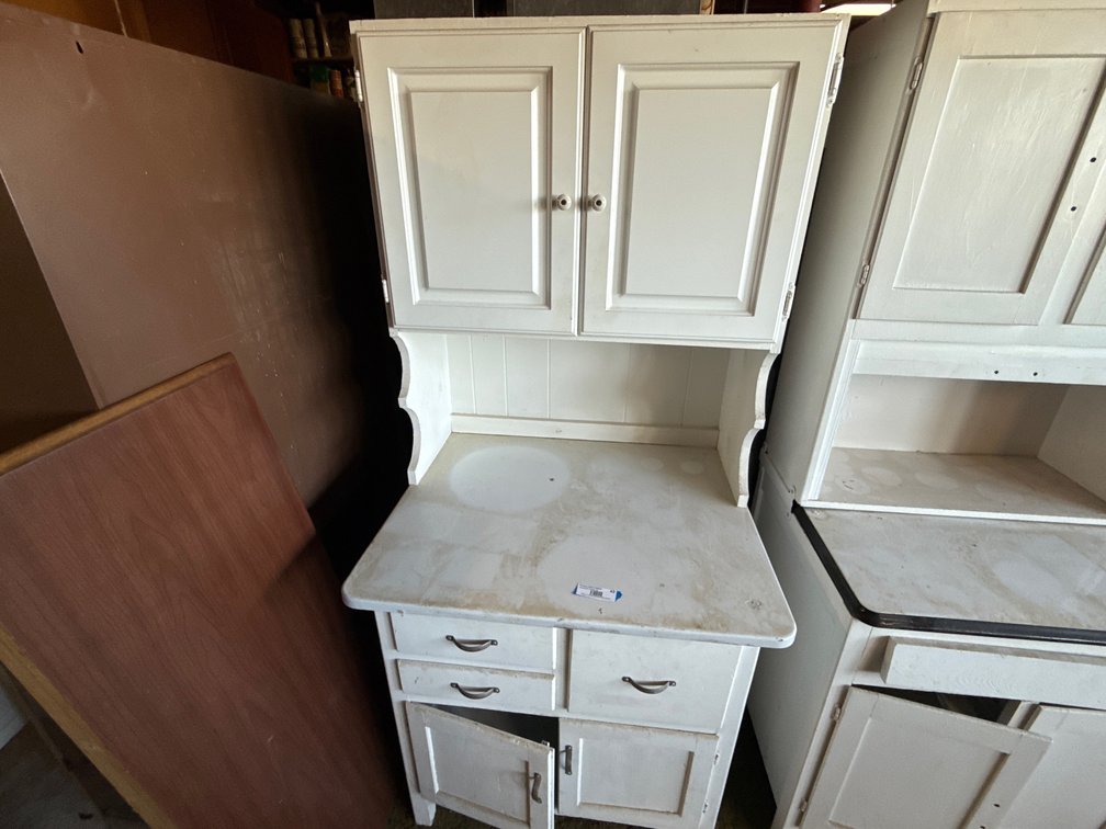 wood cabinet with enamel top