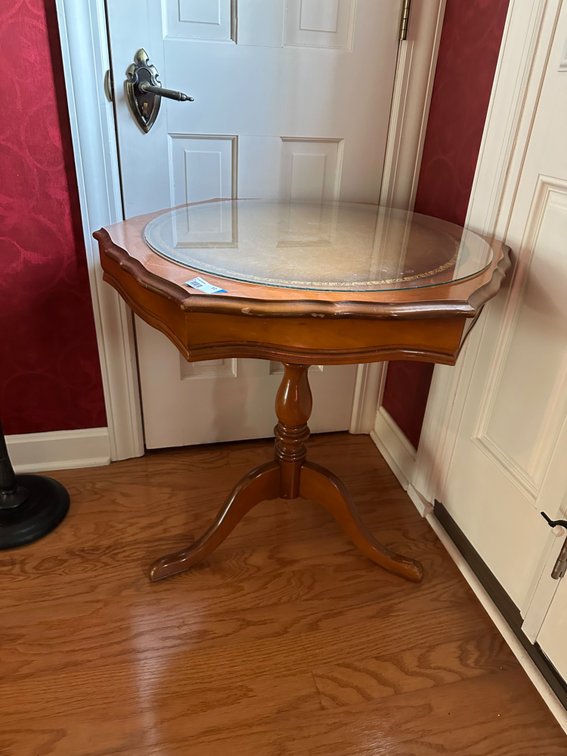 Wooden Pedestal Accent Table