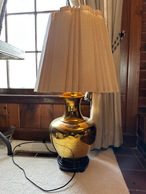 Wood and Brass Table Lamp