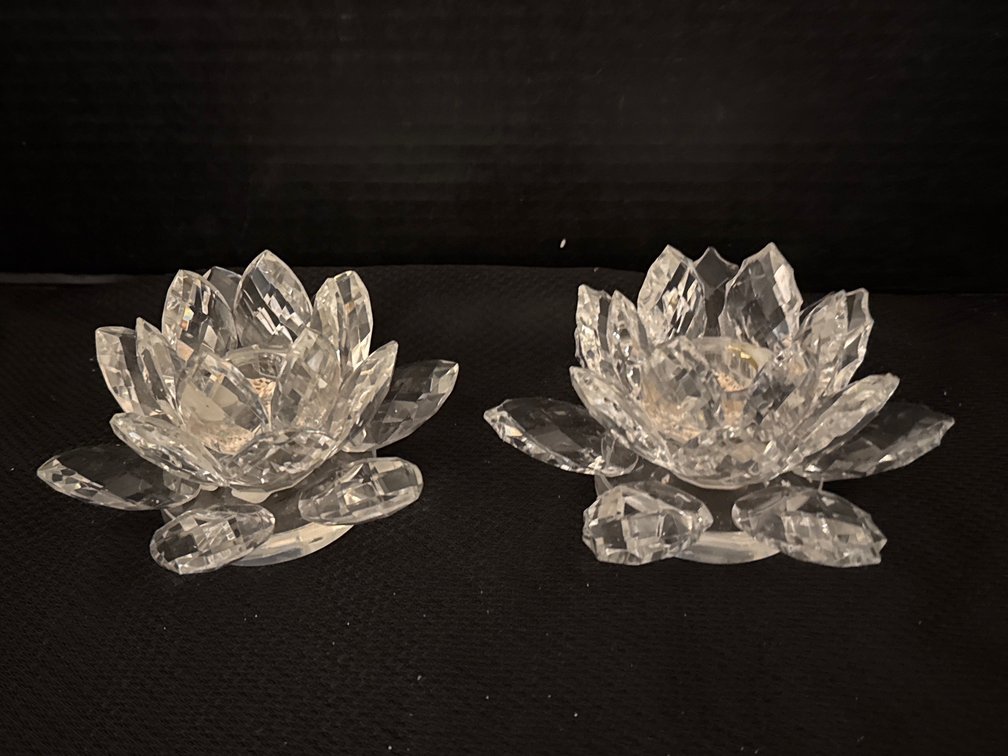 Godinger Crystal Lotus Candleholders