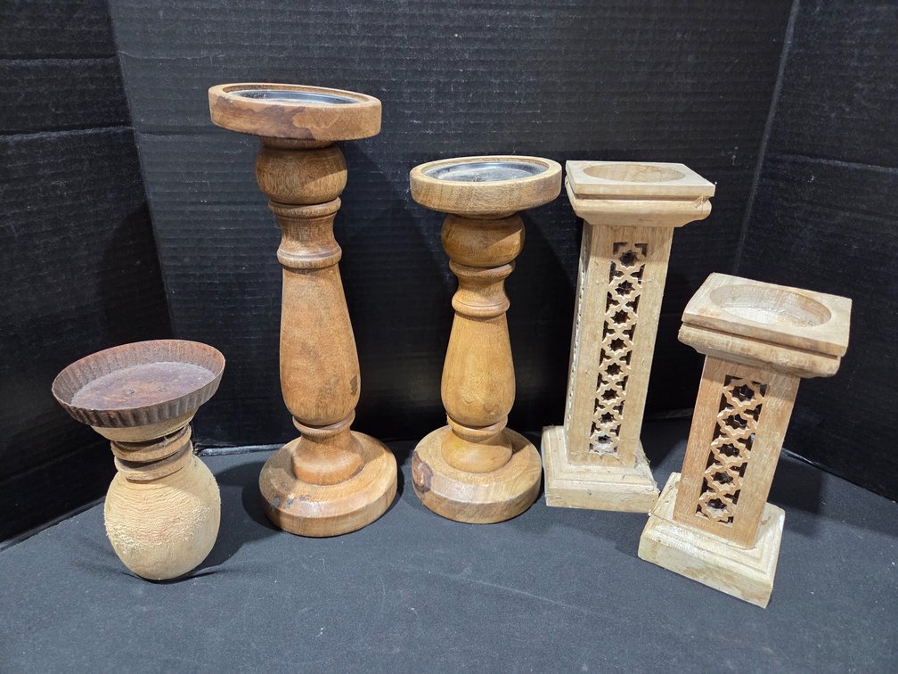 Wood candlesticks