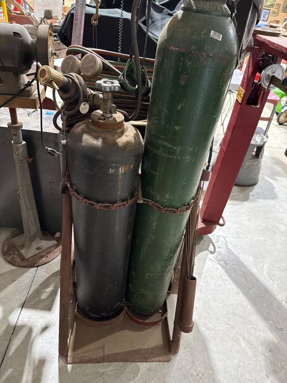 Oxy-Acetylene Welding and Torch Tanks  on Rolling Cart