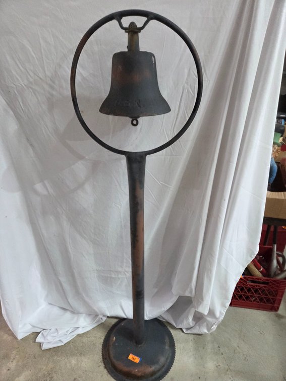 Cast Iron Bell mounted on a free standing metal base