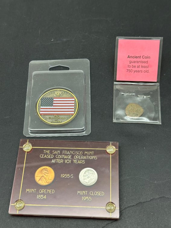 1955-S Penny - Dime display and more