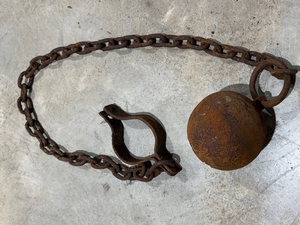 Antique Iron Ball and Chain