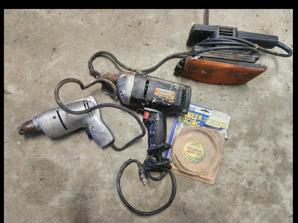 palm sander and 2 electric drills 